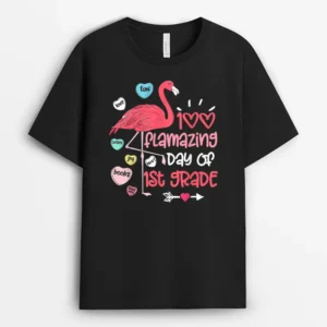 100 Flamazing Days Of 1st Grade Flamingo 100th Day Teachers T-Shirt - Black