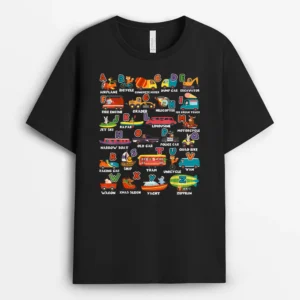 Alphabet Learning Transportation Animal Letter ABCs Teacher T-Shirt - Black