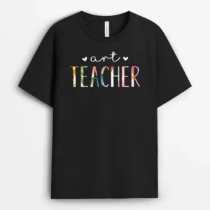 Art Teacher Cute Floral Design T-Shirt - Black