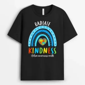 Autism Awareness Special Ed Teacher Radiate Kindness Rainbow T-Shirt - Black