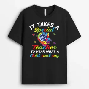 Autism Awareness Teacher T-Shirt - Black