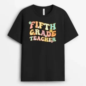 Back To School Fifth Grade Teacher Colorful T-Shirt - Black