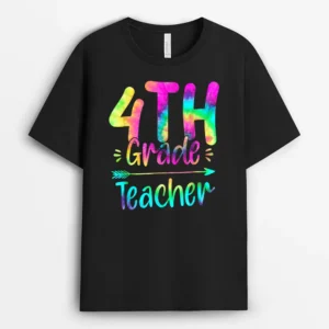 Back To School Fourth Grade Teacher Motivational Tie Dye T-Shirt - Black