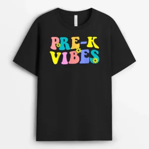Back To School Pre-K Vibes Student Teacher Retro First Day T-Shirt - Black