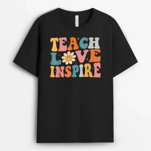 Back To School Teach Love Inspire Retro Teachers Women T-Shirt - Black
