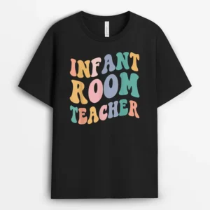 Back To School Teacher Groovy Retro Infant Room Teacher T-Shirt - Black
