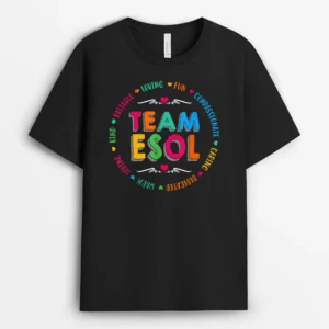 Back To School Teachers Crew Students - Team ESOL Teacher T-Shirt - Black