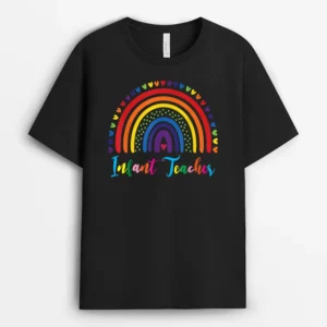 Boho Rainbow Leopard Infant Teacher Squad Appreciation Gifts T-Shirt - Black
